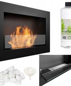 BIOKOMINEK SLIM 650x400 czarny z OTWIERANĄ SZYBĄ 65X40 + REGULACJA OGNIA