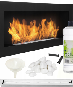 Biokominek WISZĄCY 90cm NAŚCIENNY czarny do ZABUDOWY