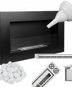 Biokominek 650x400 BOX czarny z szybą