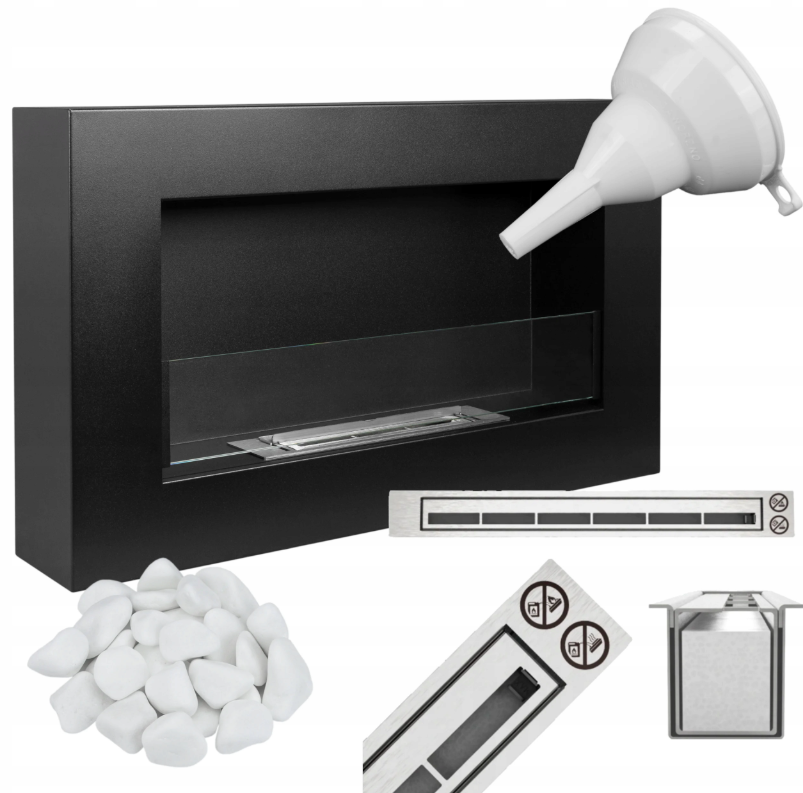 Biokominek 650x400 BOX czarny z szybą Biokominek 650x400 BOX czarny z szybą