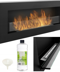 BIOKOMINEK BOX 900x400 czarny z OTWIERANĄ SZYBĄ 90X40